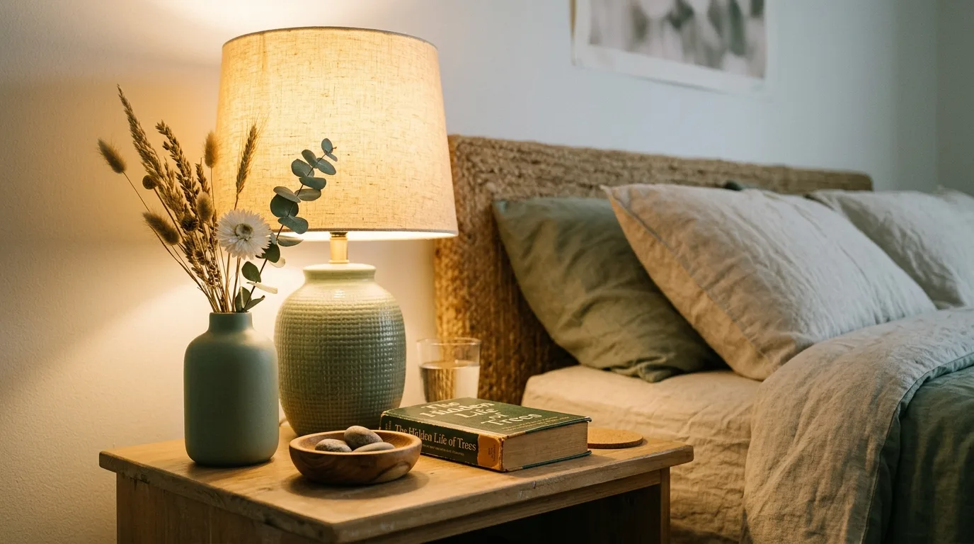 Keep nightstands and surfaces lightly styled inspiration for a coastal bedroom.